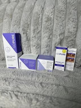 GoPure 4pc Skincare Body Set Belly Arm Neck Cream Instant Lift Eye Gel NEW